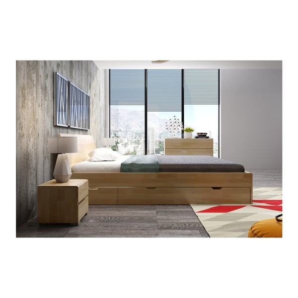 Dvojlôžková posteľ z bukového dreva so zásuvkou Skandica Vestre Maxi, 140 × 200 cm-image-4