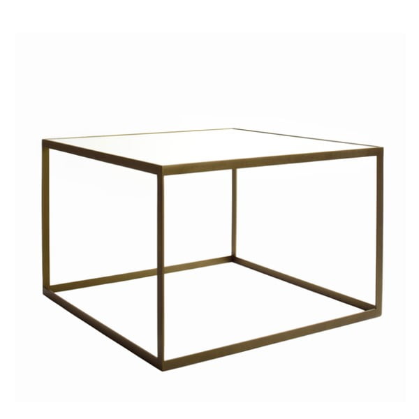 Zlatý konferenčný stolík so sklom satináto Kureli Kubisto, 60x60cm