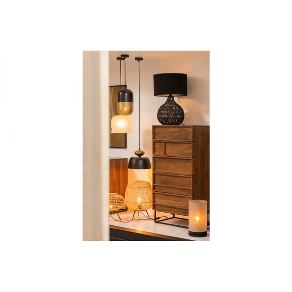 Čierne závesné svietidlo s kovovým tienidlom ø 31 cm Linne – WOOOD-image-2