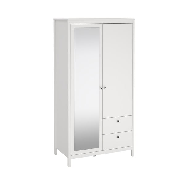 Biela šatníková skriňa so zrkadlom 102x199x58 cm Madrid – Tvilum-image-4