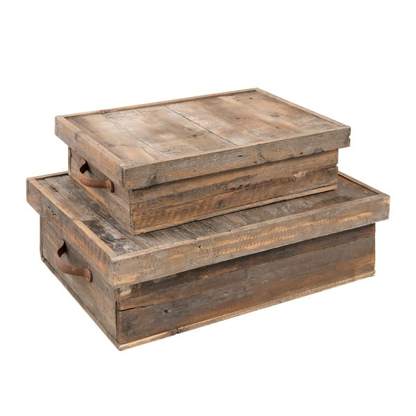 Sada 2 úložných drevených škatúľ Clayre & Eef