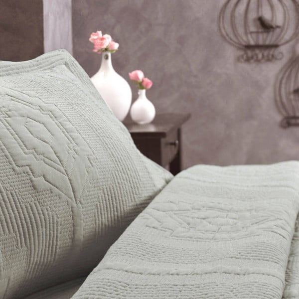 Prikrývka cez posteľ s obliečkami na vankúš Sharon Grey, 260x250 cm