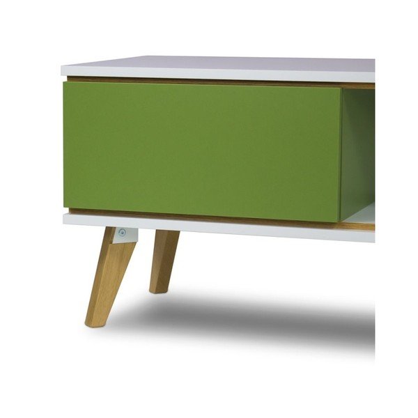 TV komoda v dekore dreva so zelenými detailmi SKANDICA Jorgen-image-2