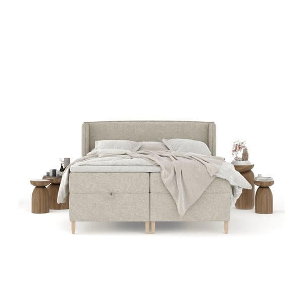 Svetlosivá boxspring posteľ s úložným priestorom 160x200 cm Monpelli – Maison de Rêve-image-2