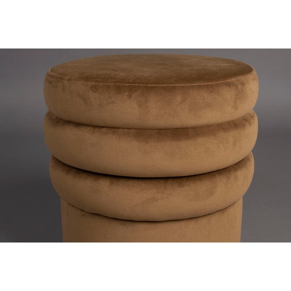 Hnedý zamatový taburet Aditi – Dutchbone-image-3