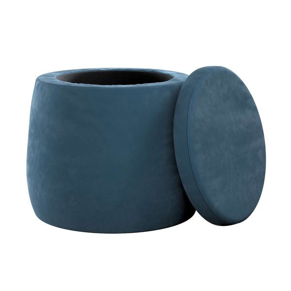 Tmavomodrý zamatový detský puf Posh Velvet – Yellow Tipi-image-1