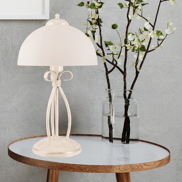 Biela stolová lampa so skleneným tienidlom (výška  43 cm) Adelle – LAMKUR-image-2
