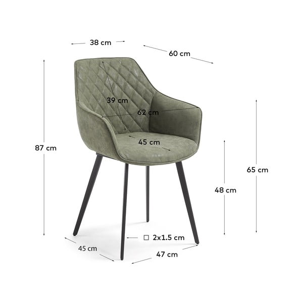 Kaki jedálenské stoličky z imitácie kože v súprave 2 ks Amira – Kave Home-image-4