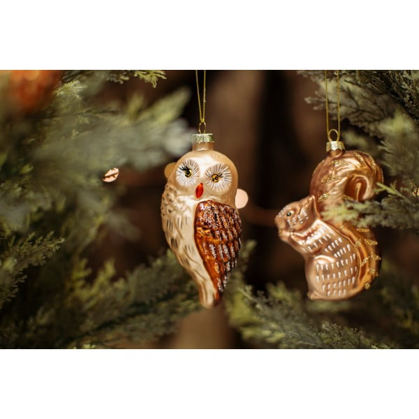 Sklenená ručne vyrobená vianočná ozdoba 13 cm Owl – Sass & Belle-image-2