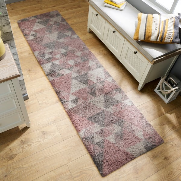 Sivo-ružový koberec Flair Rugs Nuru, 60 x 230 cm-image-1