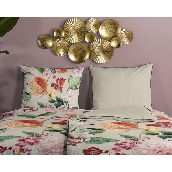 Béžové obliečky na jednolôžko z bavlneného saténu 140x200 cm – Descanso-image-2