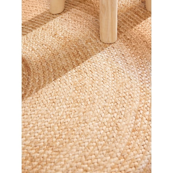 Obojstranný/ručne tkaný jutový okrúhly koberec slonovinový ø 240 cm Jutta Ivory – Hanse Home-image-4