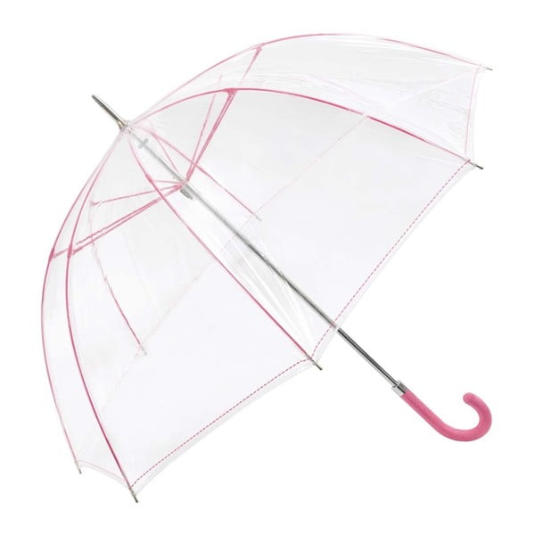 Transparentný dáždnik s ružovými detailmi Birdcage Stitch, ⌀ 100 cm