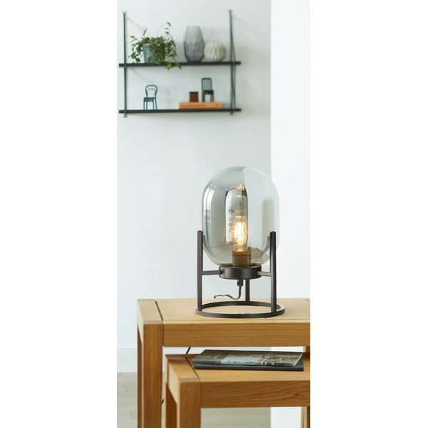 Čierna stolová lampa so skleneným tienidlom (výška  34 cm) Regi – Fischer & Honsel-image-3