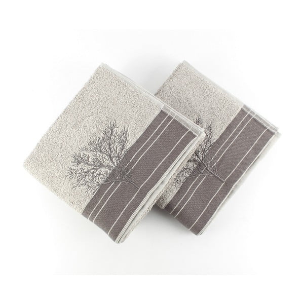 Sada 2 sivých bavlnených uterákov Infinity, 50 × 90 cm
