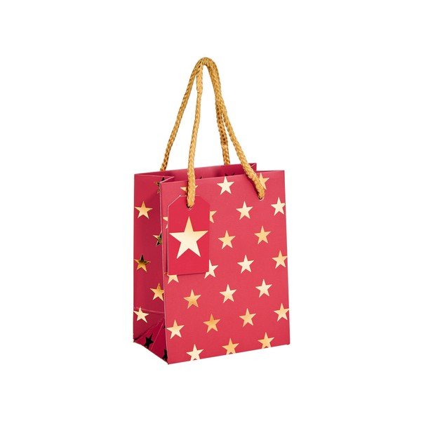 Červená darčeková taška Butlers hviezdy, výška 8,5 cm-image-1