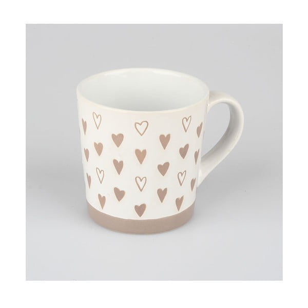 Béžovobiely ručne zdobený keramický hrnček Dakls Heart , 473 ml-image-1