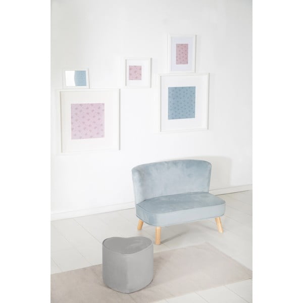 Svetlosivý zamatový detský puf Lil Sofa – Roba-image-1