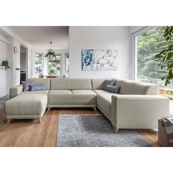 Béžová rozkladacia/s úložným priestorom rohová pohovka (pravý roh/do tvaru "U") Classy Sophie – Miuform-image-1