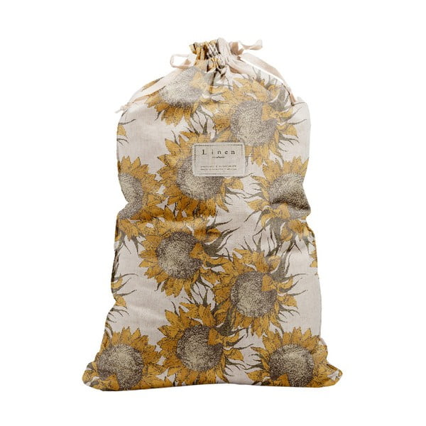 Látkový vak na bielizeň s prímesou bavlny Really Nice Things Bag Sunflower, výška 75 cm