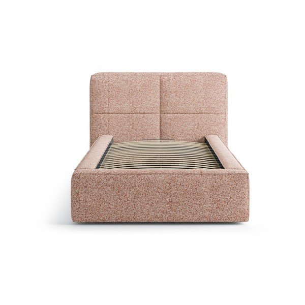Ružová čalúnená jednolôžková posteľ s úložným priestorom s roštom 90x200 cm Darren – Micadoni -image-3