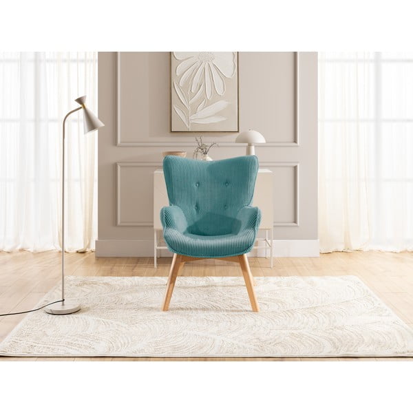 Tyrkysové menčestrové kreslo Niko – Ropez-image-1