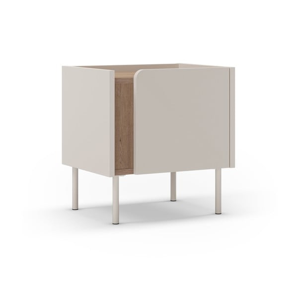 Krémovobiely/v prírodnej farbe nočný stolík v dekore duba Lucile – Marckeric-image-2