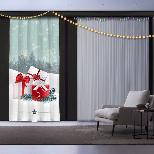 Vianočný záves Christmas Gift with Ribbon, 140 x 260 cm