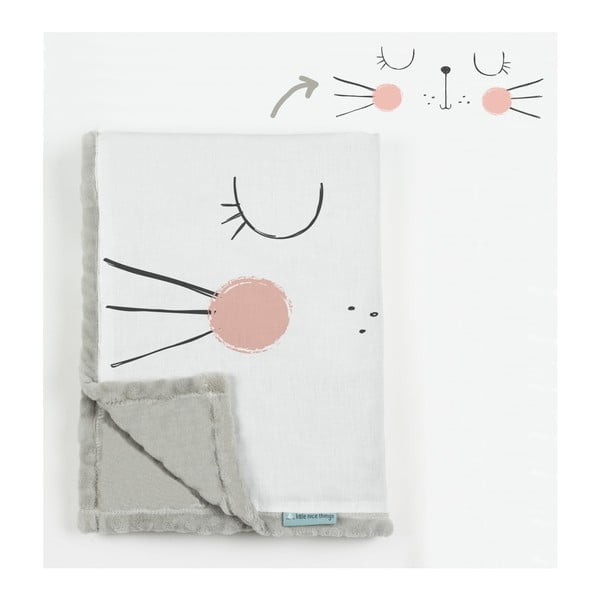 Bielo-sivá detská deka 170x130 cm Cat - Little Nice Things