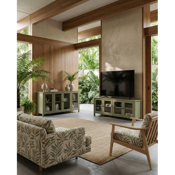 Zelený TV stolík z borovicového dreva 150x50x40 cm Alessandra – Marckeric-image-1