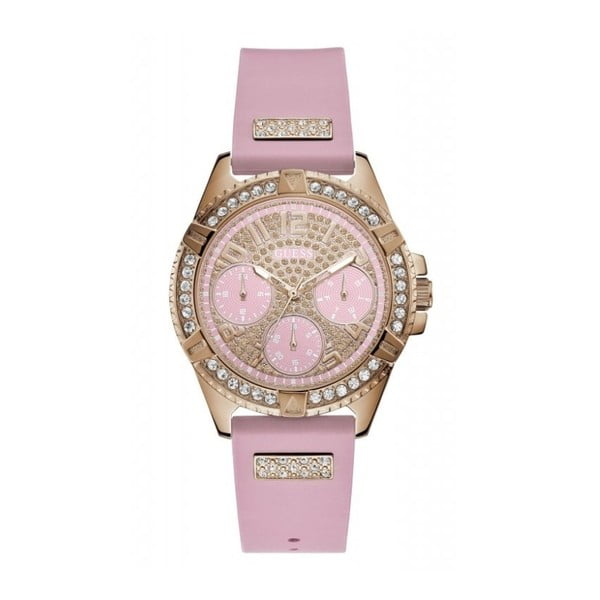 Dámske hodinky s ružovým silikónovým remienkom Guess W1160L5
