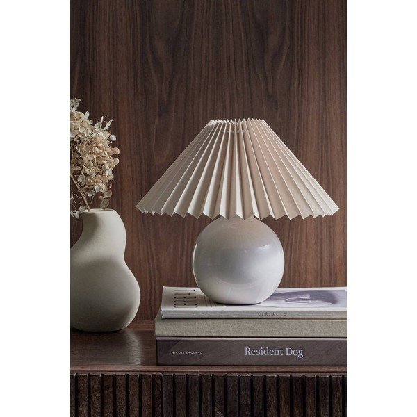 Béžová/krémovobiela látková stolová lampa (výška  22 cm) Mimmi – Ellos Home-image-2