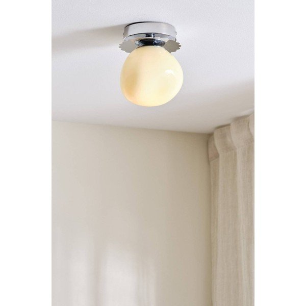 Krémovobiele/v lesklej striebornej farbe stropné svietidlo z opálového skla ø 12 cm Bon – Jotex-image-1