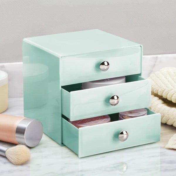 Mätovozelený úložný box s 3 zásuvkami iDesign Drawers, výška 16,5 cm-image-1