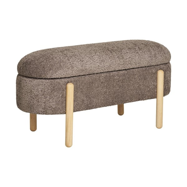 Hnedá lavica z textílie buklé Branca – House Nordic-image-4