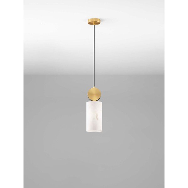 Krémovobiele/v mosadznej farbe závesné svietidlo v dekore kameňa ø 12 cm Maru – Nova Luce-image-3