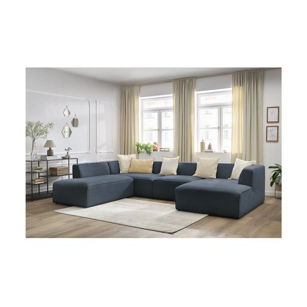Tmavomodrá modulárna rohová pohovka (ľavý roh/do tvaru "U") Megeve – Bobochic Paris-image-4