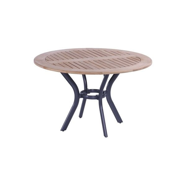 Záhradný jedálenský stôl z teakového dreva s kovovým podnožím Hartman South Wales, ø 120 cm