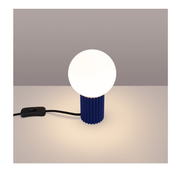 Tmavomodrá stolová lampa so skleneným tienidlom (výška 19 cm) Orbital – Sollux-image-1