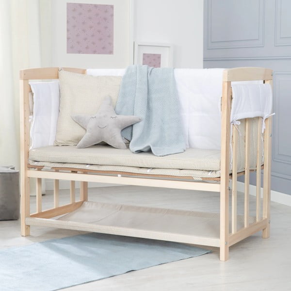 Kolíska v prírodnej farbe s úložným priestorom a baldachýnom 90x45 cm Liebhabär – Roba-image-1