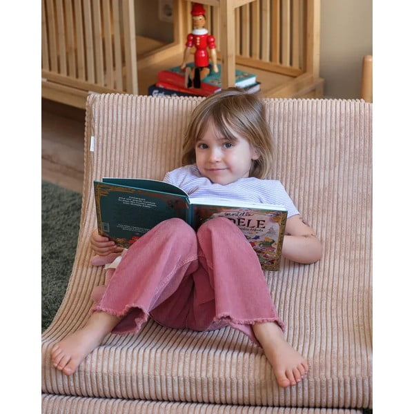 Svetlohnedé menčestrové detské kresielko Moon – Wigiwama-image-3