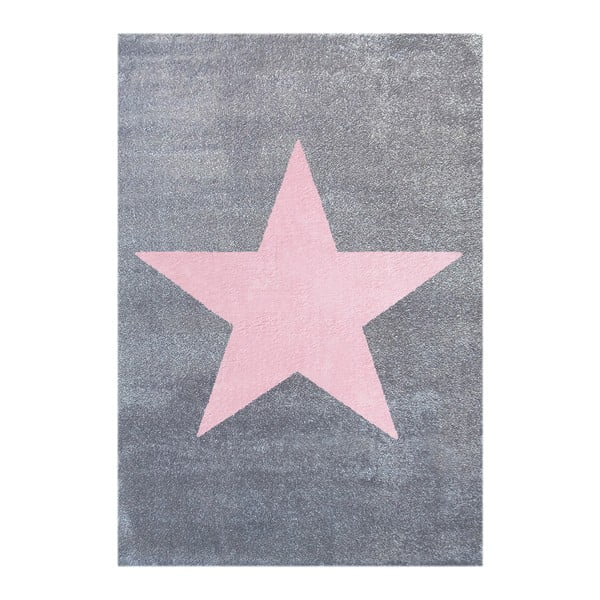 Sivo-ružový detský koberec Happy Rugs Superstar, 80 x 150 cm