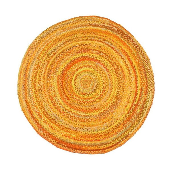 Žltý bavlnený okrúhly koberec Eco Rugs, Ø 150 cm