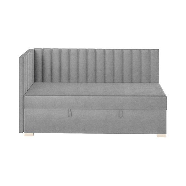 Sivá rohová detská posteľ s úložným priestorom s matracom 90x200 cm Snugi – Ghado