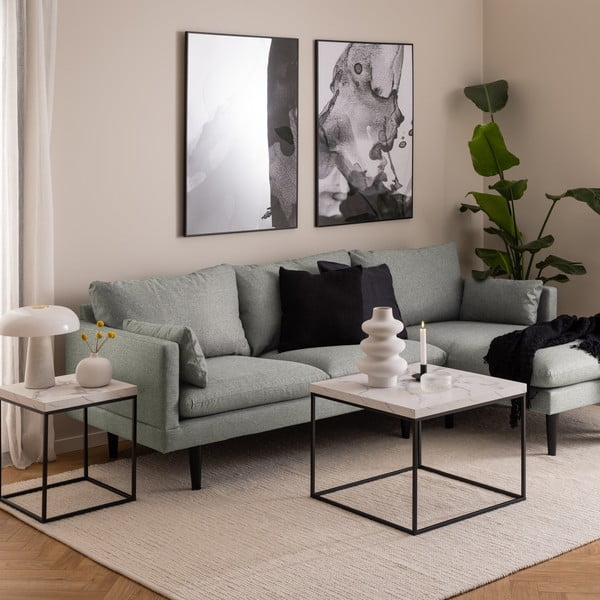 Biely konferenčný stolík s doskou v dekore mramoru 60x60 cm Barossa – Actona-image-1