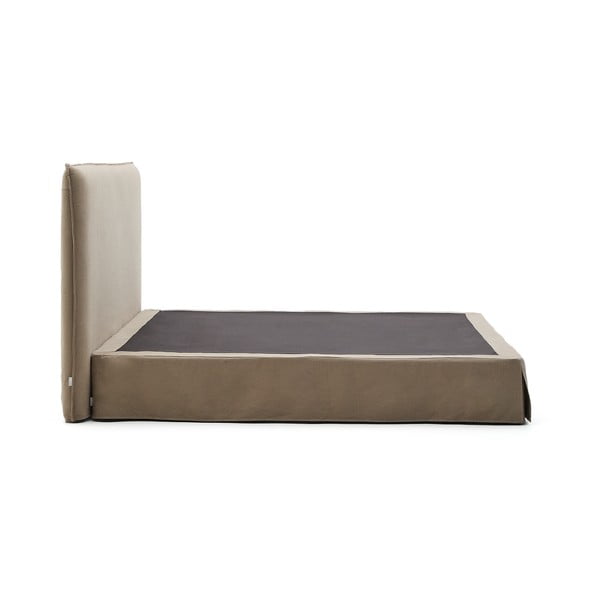 Taupe čalúnená dvojlôžková posteľ 180x200 cm Jaira – Kave Home-image-3