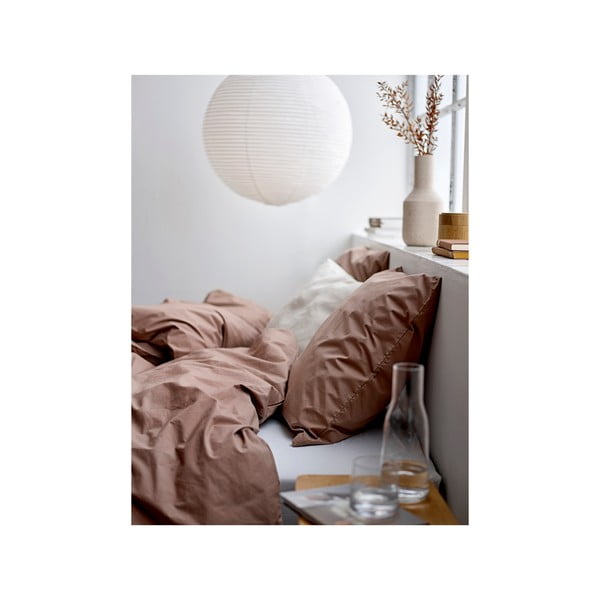 Hnedé obliečky na jednolôžko z bavlneného perkálu 140x200 cm Crisp – Södahl-image-1
