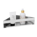 V matne striebornej farbe rohová samodržiaca kúpeľňová polička z nehrdzavejúcej ocele Genova – Wenko