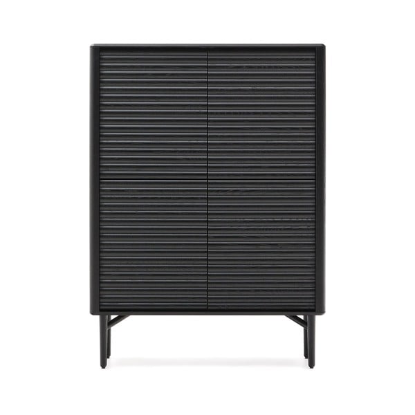 Čierna skrinka v dekore duba 104,5x144x40 cm Lenon – Kave Home