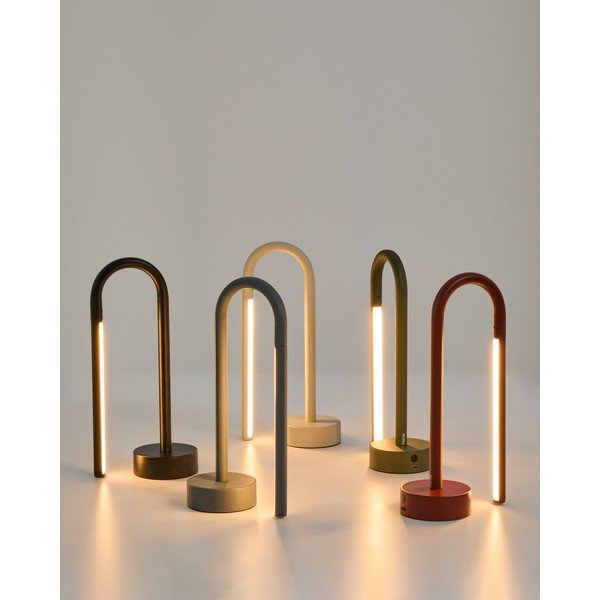 Svetlomodrá kovová LED stolová lampa (výška  30 cm) Bow – Kave Home-image-2